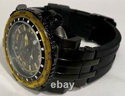 Stuhrling Prestige Marine GMT 50mm Black/Goldtn LE#128/200 Swiss Qtz Mens Watch