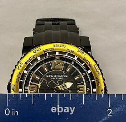 Stuhrling Prestige Marine GMT 50mm Black/Goldtn LE#128/200 Swiss Qtz Mens Watch