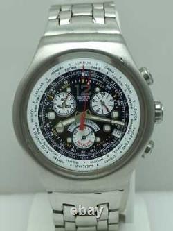 Swatch Swiss GMT World Time Tachymeter Chronograph Irony Panda Face Watch
