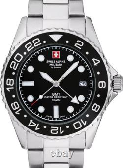 Swiss Alpine Military 7052.1137 Black Dial GMT Men's Watch Swiss Made