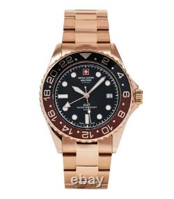 Swiss Alpine Military 7052.1164 Rose Gold Black Dial GMT Men's Watch Swiss Made