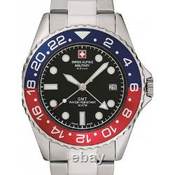 Swiss Alpine Military Black Dial GMT Men's Watch Swiss Made 7052.1131