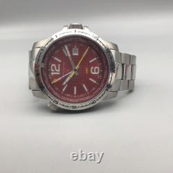 Swiss Legend GMT Traveler Men Watch 45mm Red Dial EXTRA LINKS New Battery 6.75