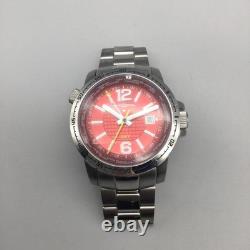 Swiss Legend GMT Traveler Men Watch 45mm Red Dial EXTRA LINKS New Battery 6.75