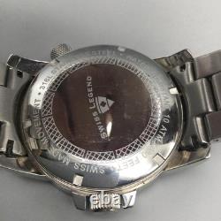 Swiss Legend GMT Traveler Men Watch 45mm Red Dial EXTRA LINKS New Battery 6.75