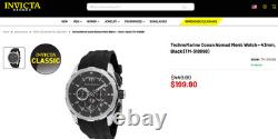Technomarine OCEAN Chronograph GMT Quartz Black Dial Men's Watch TM-318098 NEW