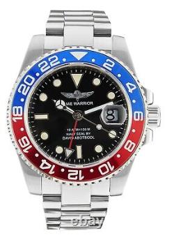 Time Warrior GMT Master Quartz Movement Stainless Steel Watch Water Resistant