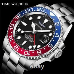 Time Warrior GMT Master Quartz Movement Stainless Steel Watch Water Resistant