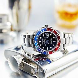 Time Warrior GMT Master Quartz Movement Stainless Steel Watch Water Resistant