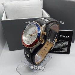 Timex GMT Silver Dial with Blue-Red Bezel Quartz Mens Mod. Watch TW2U99100