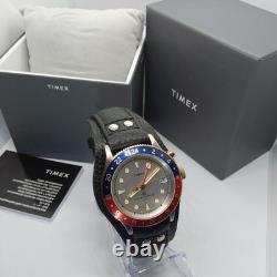 Timex GMT Silver Dial with Blue-Red Bezel Quartz Mens Mod. Watch TW2U99100