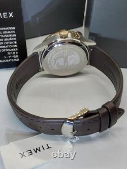 Timex GMT Silver Dial with Blue-Red Bezel Quartz Mens Watch TW2U99100