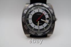 Timex World Time Reissue 39mm Leather Strap Black Dial Quartz Watch TW2V69500