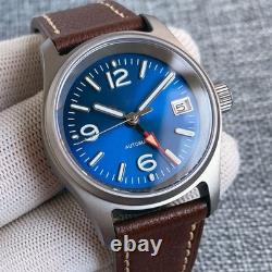 Titanium NH34A GMT Automatic Pilot Watch Men Blue 200m Waterproof Sapphire 36mm