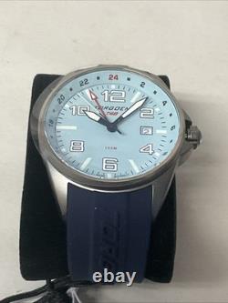 Torgoen T48 GMT ICE BLUE ION PLATED 44mm, Navy Silicone Strap NEW