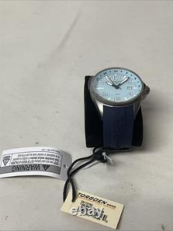 Torgoen T48 GMT ICE BLUE ION PLATED 44mm, Navy Silicone Strap NEW