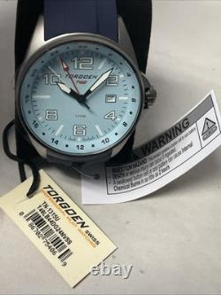 Torgoen T48 GMT ICE BLUE ION PLATED 44mm, Navy Silicone Strap NEW