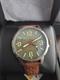 Torgoen T57 GMT, Olive Green Dial, Brown Leather Strap, Dark Bronze Case
