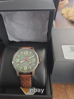 Torgoen T57 GMT, Olive Green Dial, Brown Leather Strap, Dark Bronze Case