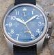 Toujours Pret GMT military field watch. Blasted stainless steel Blue