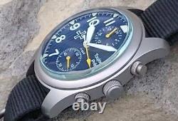 Toujours Pret GMT military field watch. Blasted stainless steel Blue