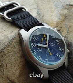 Toujours Pret GMT military field watch. Blasted stainless steel Blue