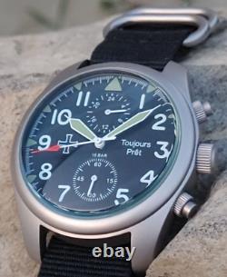 Toujours Pret GMT military field watch. Blasted stainless steel domed crystal