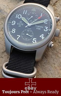 Toujours Pret GMT military field watch. Blasted stainless steel domed crystal