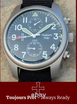 Toujours Pret GMT military field watch. Blasted stainless steel domed crystal