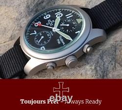 Toujours Pret GMT military field watch. Blasted stainless steel domed crystal