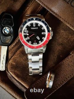 Tsovet SMT-DW42 GMT Hybrid Kinematic Automatic Blue Red Watch Limited Edition