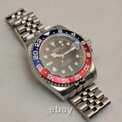 U22601 without tags SEIKO MOD PEPSI GMT SAPPHIRE CRYSTAL AUTOMATIC NH34 G2U