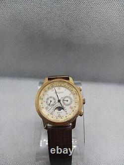 VTG Wittnauer QWR Moonphase Watch Men 37mm World Time Presentation Mobil Oil