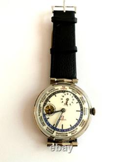 Very Rare Omega GMT World Time Men's Wristwatch Swiss Made Big Size #2