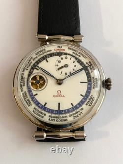 Very Rare Omega GMT World Time Men's Wristwatch Swiss Made Big Size #2