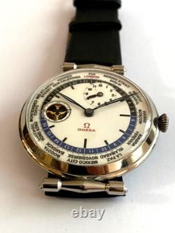 Very Rare Omega GMT World Time Men's Wristwatch Swiss Made Big Size #2