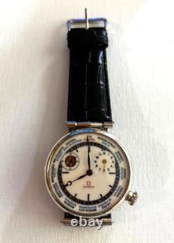 Very Rare Omega GMT World Time Men's Wristwatch Swiss Made Big Size 49 mm