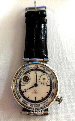 Very Rare Omega GMT World Time Men's Wristwatch Swiss Made Big Size 49 mm