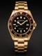 Vessaro Automatic GMT Style Watch Gold Burgundy Bezel Black Dial Steel 40mm