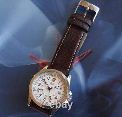 VictorINOX SWISS ARMY Men INFANTRY DUAL TIME 4 HANDER GMTCream DlBrown Leather