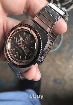 Vintage 1970's Chateau Men Rally GMT World Timers Diver Watch Needs Service