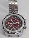 Vintage 1970s Men's Aldor GMT World Time 17 Jewels Date Red Dial 42mm Watch