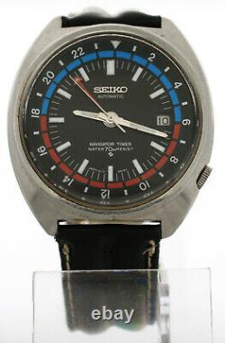 Vintage 1970s Seiko Navigator Timer GMT Watch 6117-6410 Pilot Date Automatic