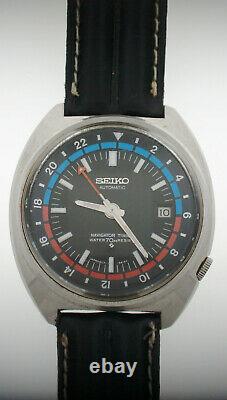 Vintage 1970s Seiko Navigator Timer GMT Watch 6117-6410 Pilot Date Automatic