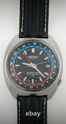 Vintage 1970s Seiko Navigator Timer GMT Watch 6117-6410 Pilot Date Automatic