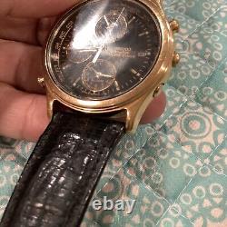 Vintage 1990 SEIKO GMT World Timer Mens Quartz Watch Gold Alarm Date Chrono