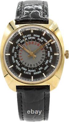 Vintage 34mm Paul Garnier World Time GMT Disk Men's Mechanical Wristwatch #2 NOS