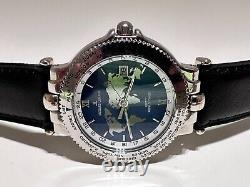 Vintage Beautiful Men's Quartz Watch Jacques Lemans Gmt World Timer