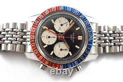 Vintage Benrus GMT Triple Register Chronograph 2446C Wrist Watch Runs lot. E