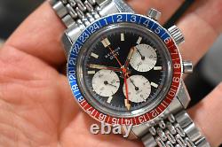 Vintage Benrus GMT Triple Register Chronograph 2446C Wrist Watch Runs lot. E